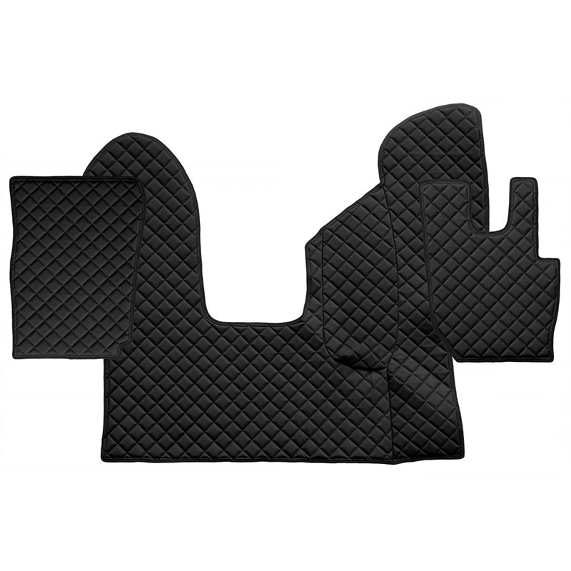 Tapis de sol noirs en cuir synthétique (éco-cuir) – adaptés pour DAF CF Euro 6, boîte automatique, conduite à droite, à partir de 2013