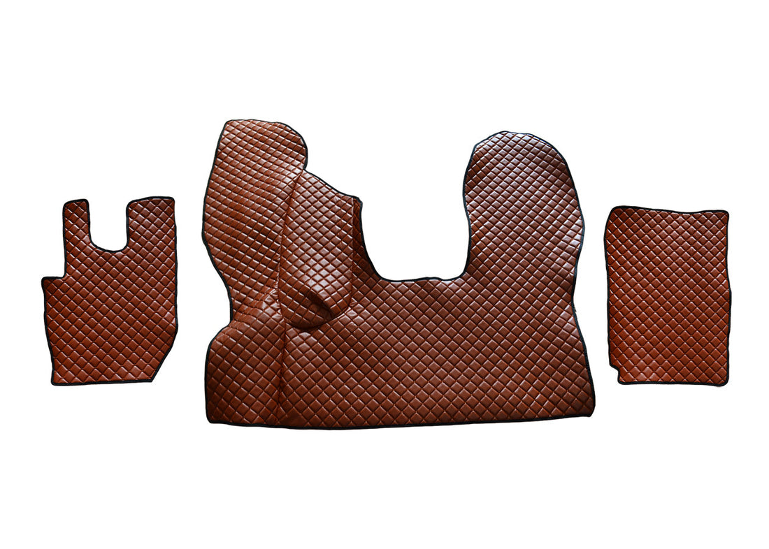 Jeu de tapis de sol en cuir – adapté pour DAF CF Euro 6 boîte automatique, marron, à partir de 2013