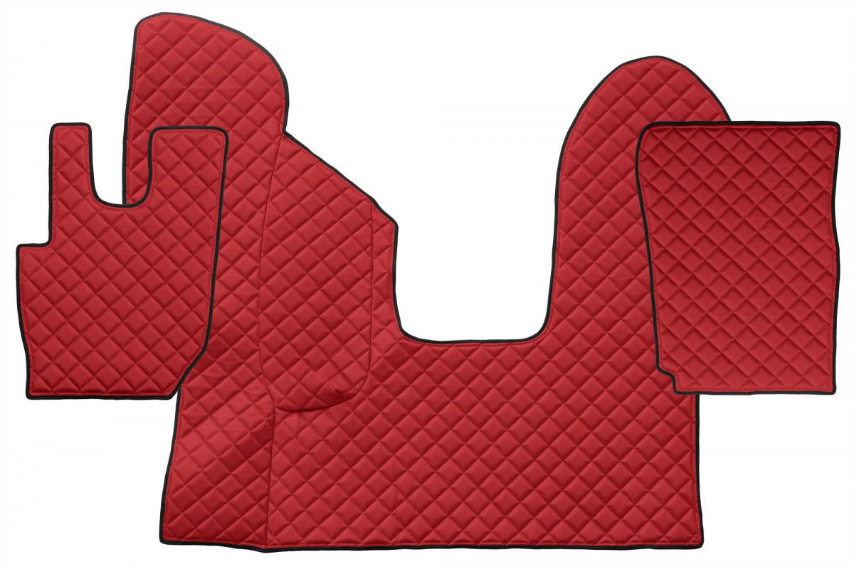 Jeu de tapis de sol en cuir synthétique (éco-cuir) rouge – adapté pour DAF CF Euro 6 boîte automatique à partir de 2013