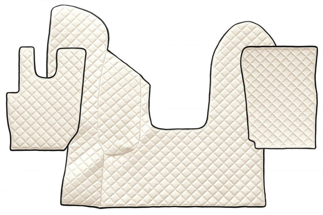 Jeu de tapis de sol beige en cuir synthétique (éco-cuir) – adapté pour DAF CF Euro 6 boîte automatique à partir de 2013