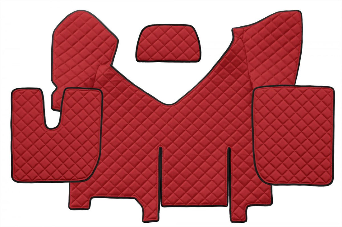 Δερμάτινα πατάκια δαπέδου – κατάλληλο για Iveco Stralis Hi-Way με αυτόματο κιβώτιο ταχυτήτων και ψυγείο, κόκκινο, από το 2013