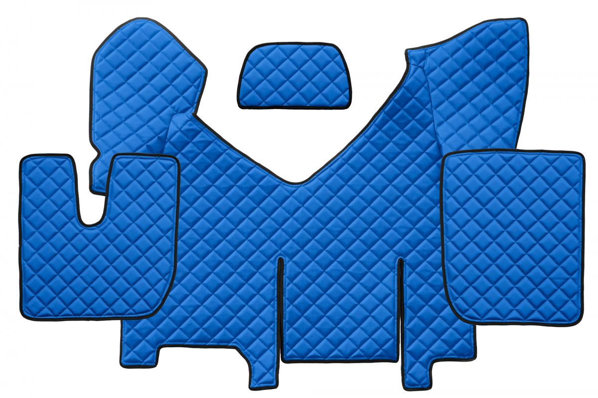 Tapis de sol en cuir – adapté pour Iveco Stralis Hi-Way boîte automatique avec réfrigérateur, bleu, à partir de 2013