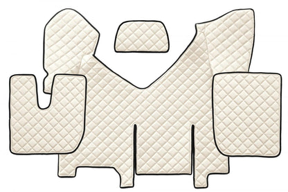 Μπεζ πατάκια δαπέδου από τεχνητό δέρμα (eco leather) – κατάλληλο για Iveco Stralis Hi-Way με αυτόματο κιβώτιο και ψυγείο, από το 2013