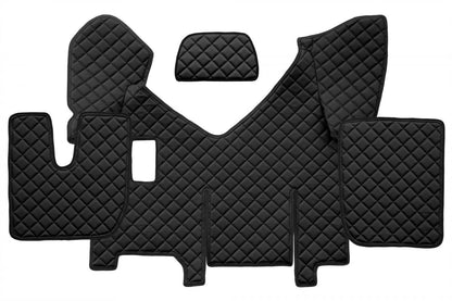 Tapis de sol en cuir – adapté pour Iveco Stralis Hi-Way boîte manuelle 2013+, avec réfrigérateur, noir