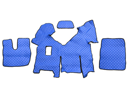 Tapis de sol en cuir – adaptés pour Iveco Stralis Hi-Way boîte manuelle 2013+, avec réfrigérateur, bleu