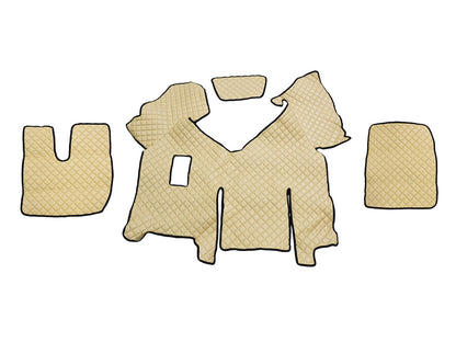 Tapis de sol beige en cuir synthétique (éco-cuir) – adapté pour Iveco Stralis Hi-Way boîte manuelle 2013+ avec réfrigérateur