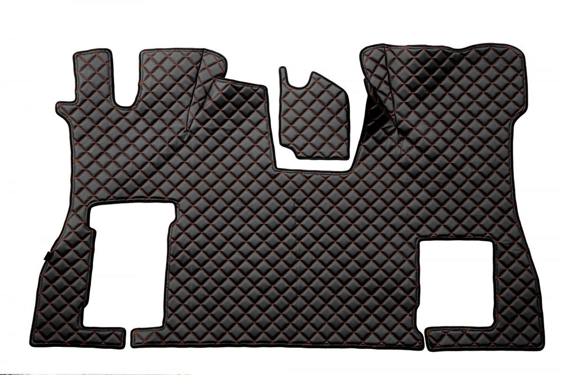 Δερμάτινα πατάκια δαπέδου – κατάλληλο για Scania S Flat Floor με αναδιπλούμενο κάθισμα συνοδηγού, μαύρο με κόκκινη ραφή, 2016+