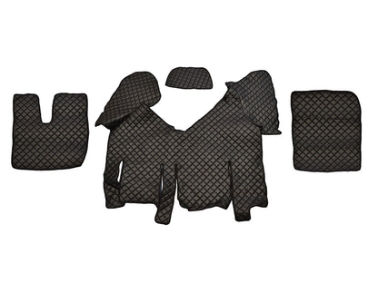 Tapis de sol en cuir – adaptés pour Iveco Stralis XP boîte automatique avec réfrigérateur, noir, à partir de 2013