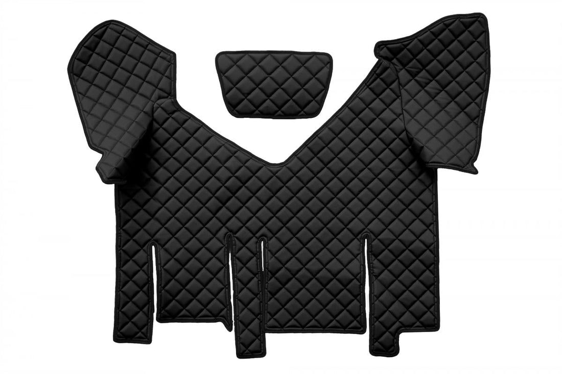 Tapis de sol en cuir synthétique (éco-cuir) – adapté pour Iveco Stralis XP boîte automatique avec réfrigérateur, noir, à partir de 2013