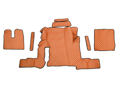 Tapis de sol en cuir adapté pour MAN TGX Boîte automatique – Un seul tiroir, marron, 2018+