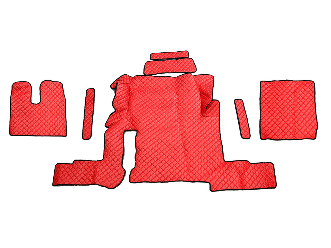 Tapis de sol en cuir – adaptés pour MAN TGX boîte automatique tiroir simple 2018+, rouge