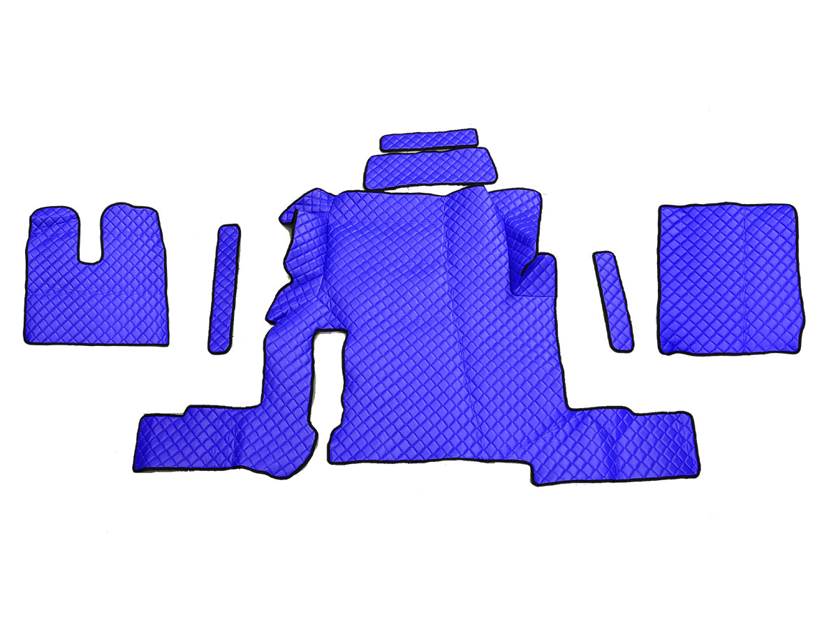 Tapis de sol en cuir – adapté pour MAN TGX boîte automatique, un tiroir, bleu, 2018+