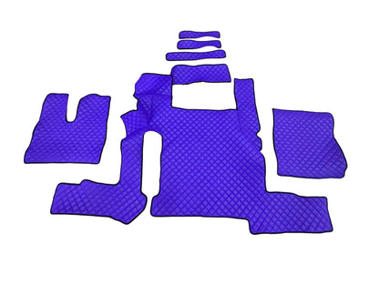 Tapis de sol en cuir – adapté pour MAN TGX boîte manuelle, deux tiroirs, 2018+, bleu