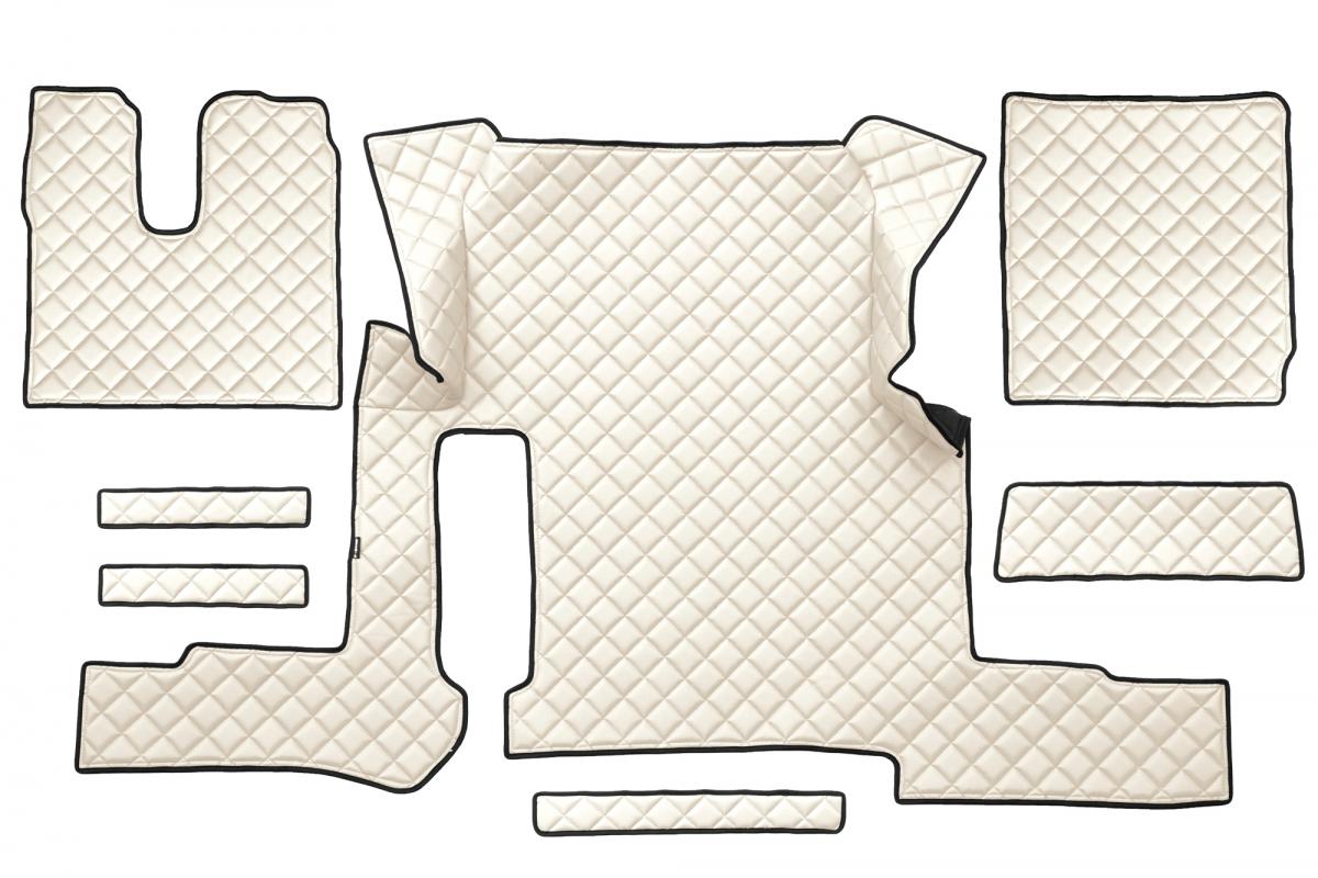 Tapis de sol beige en cuir synthétique (éco-cuir) – adapté pour MAN TGX boîte manuelle tiroir simple 2018+