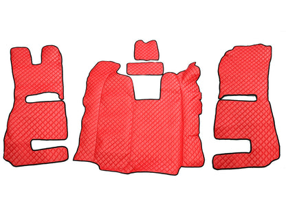 Tapis de sol en cuir – adapté pour Scania R sièges Recaro, siège droit à suspension pneumatique, rouge, 2013–2016