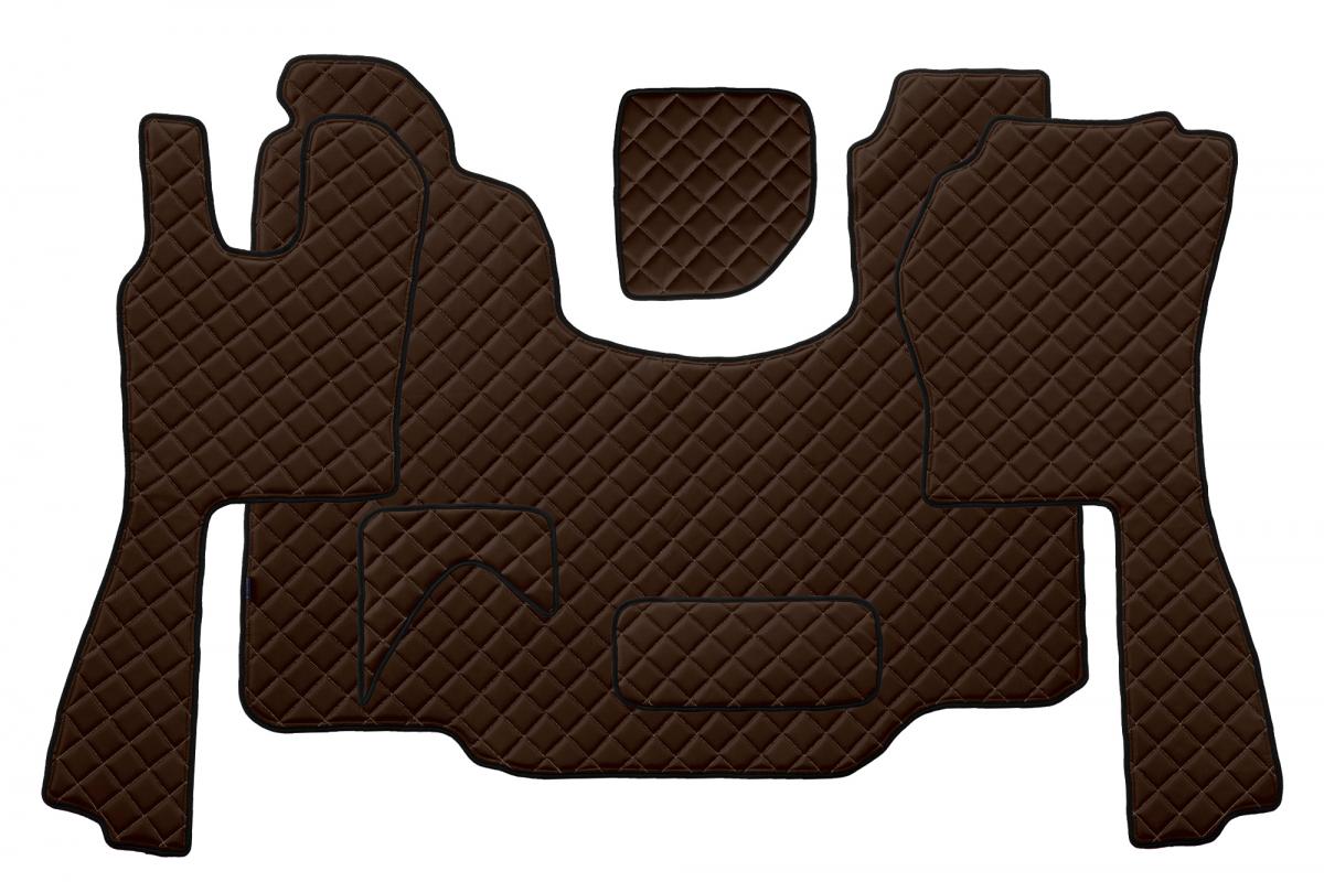 Tapis de sol en cuir – adaptés pour Scania G (2005–2016), boîte automatique, marron