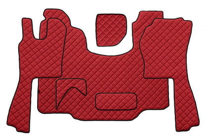 Tapis de sol en cuir – adapté pour Scania G boîte automatique 2005–2016, rouge