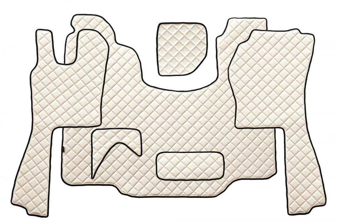 Tapis de sol beige en cuir synthétique (éco-cuir) – adapté pour Scania G (2005–2016), boîte automatique