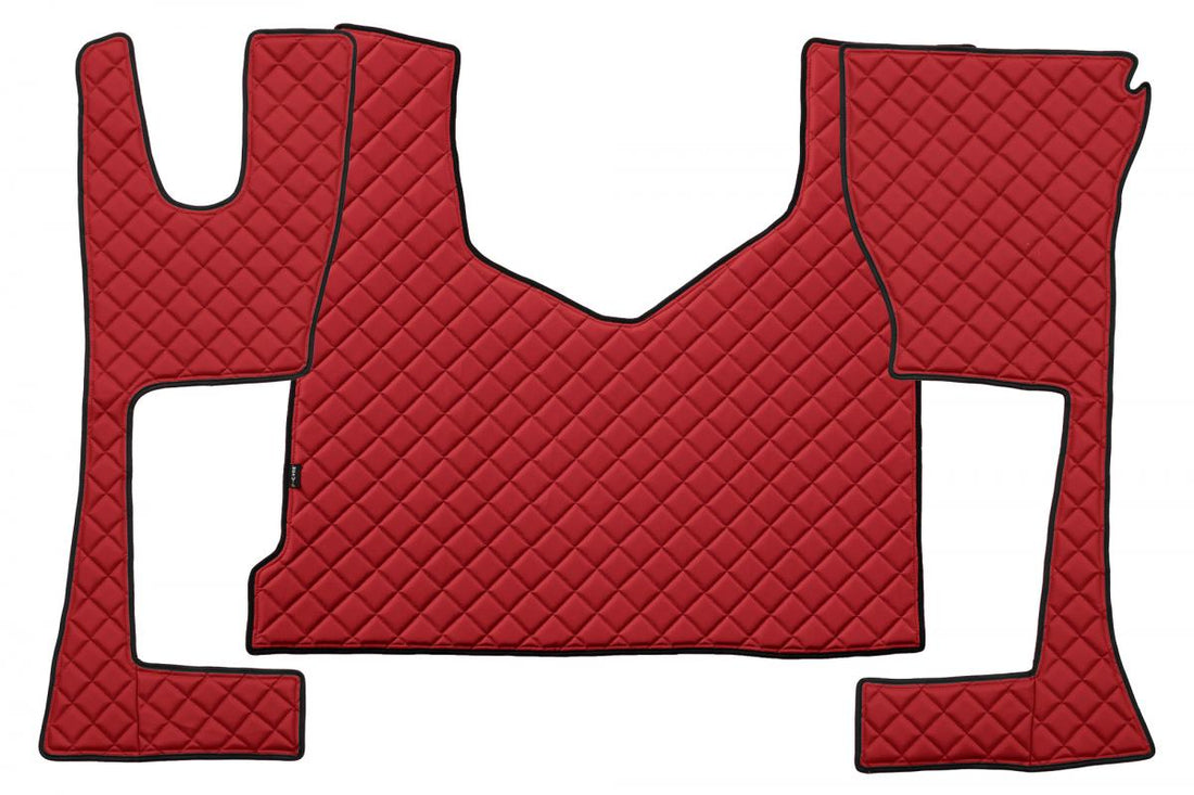 Tapis de sol en cuir synthétique (éco-cuir) – adapté pour Scania G NextGen, boîte automatique, noir avec coutures vertes