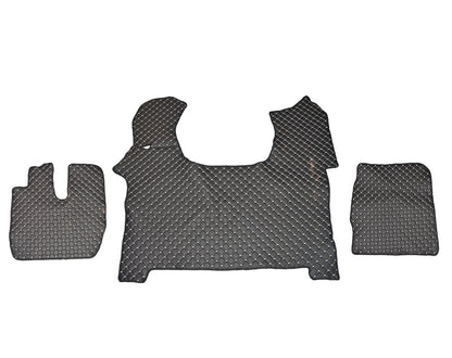Tapis de sol en cuir – adapté pour Iveco Stralis S-Way 2019, noir avec surpiqûres blanches