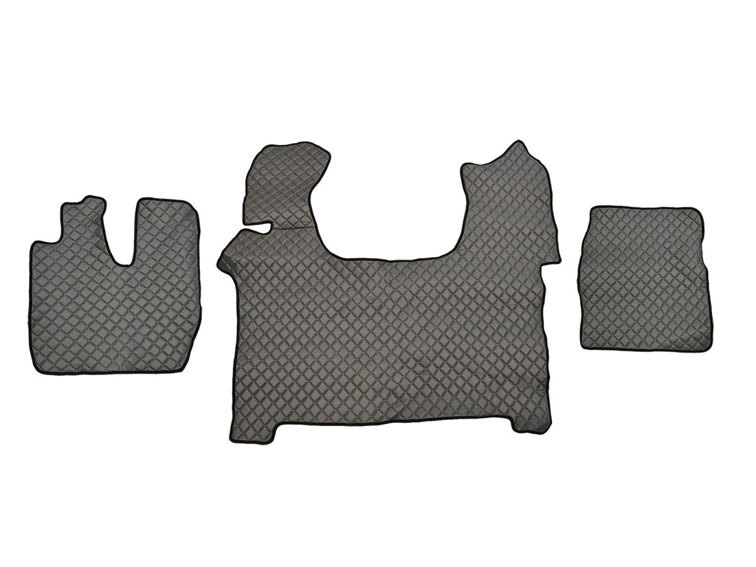 Tapis de sol en cuir synthétique (éco-cuir) – adapté pour Iveco Stralis S-Way 2019, gris foncé