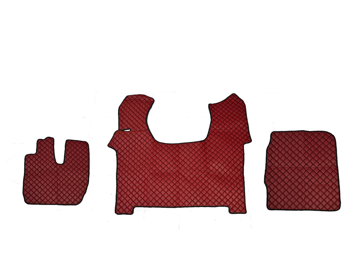 Tapis de sol en cuir – adapté pour Iveco Stralis S-Way 2019, bordeaux