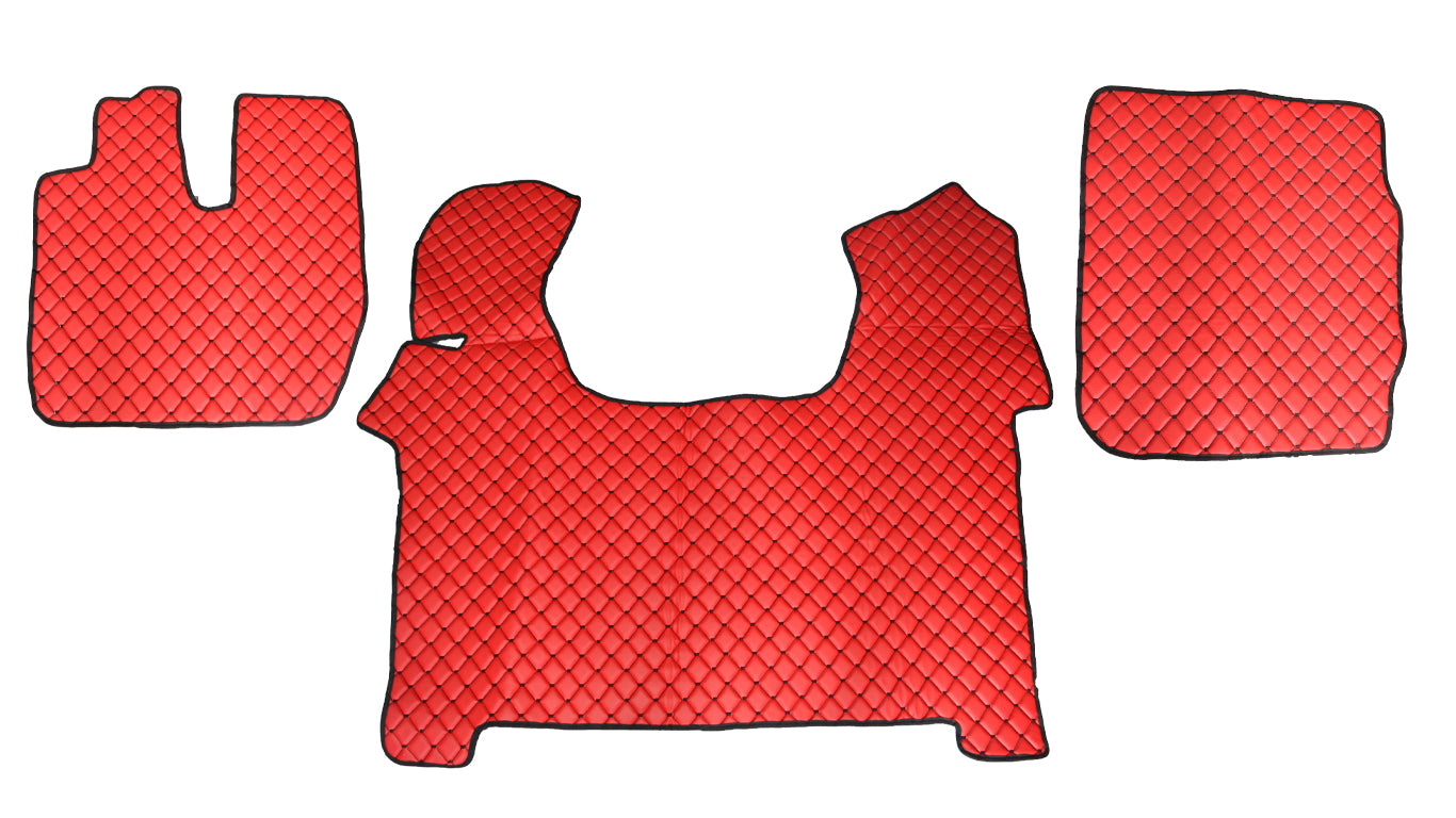 Tapis de sol en cuir – adapté pour Iveco Stralis S-Way, rouge, à partir de 03/2019