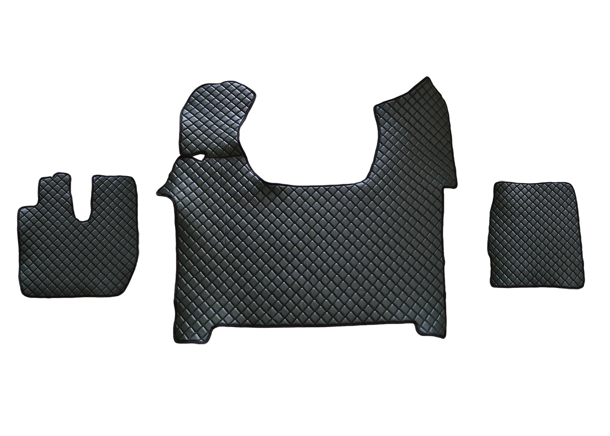 Jeu de tapis de sol en cuir synthétique (éco-cuir) – adapté pour Iveco Stralis S-Way 2019, vert