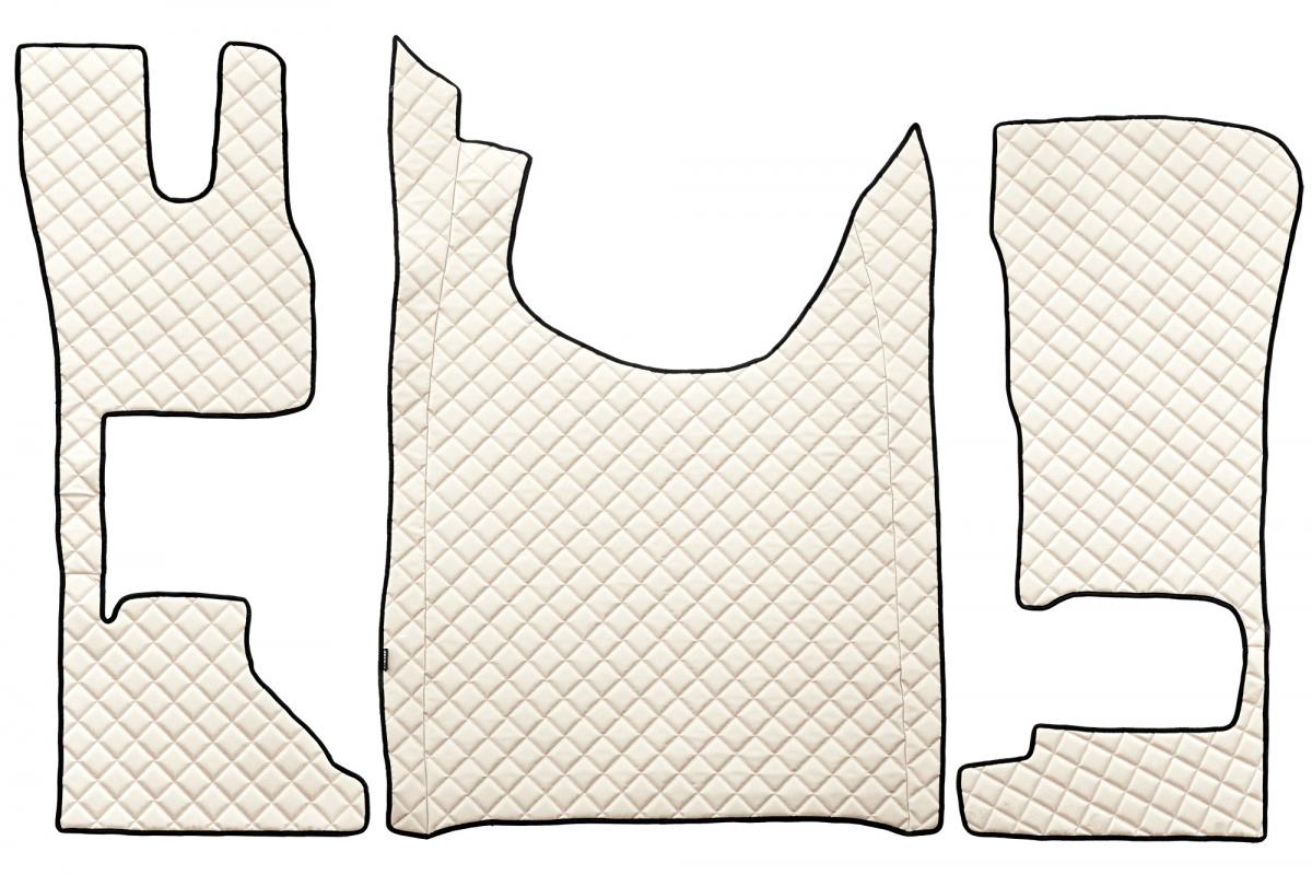 Tapis de sol beige en cuir synthétique (éco-cuir) – adapté pour DAF XG (à partir de 10.2021), siège passager rabattable