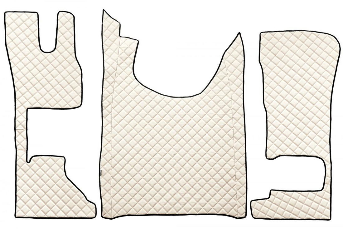 Tapis de sol beige en cuir synthétique (éco-cuir) – adapté pour DAF XG (à partir de 10.2021), siège passager rabattable