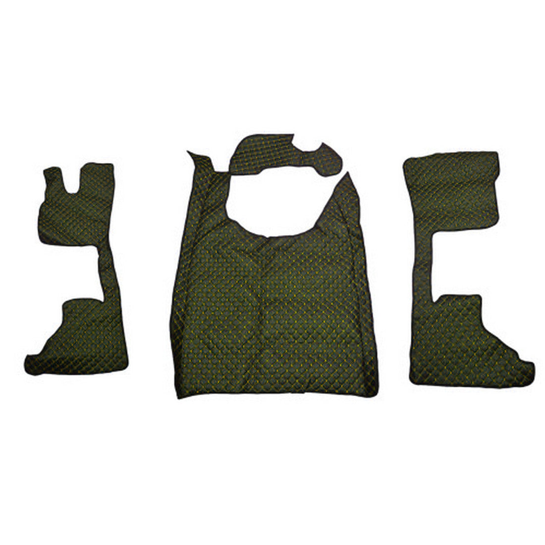 Tapis de sol en cuir synthétique (éco-cuir) noir – adapté pour DAF XG+ 10.2021-, surpiqûres jaunes, siège passager pneumatique