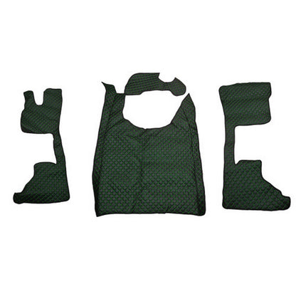 Tapis de sol en cuir synthétique (éco-cuir) noir – adaptés pour DAF XG+ (à partir de 10.2021), surpiqûres vertes, siège passager pneumatique