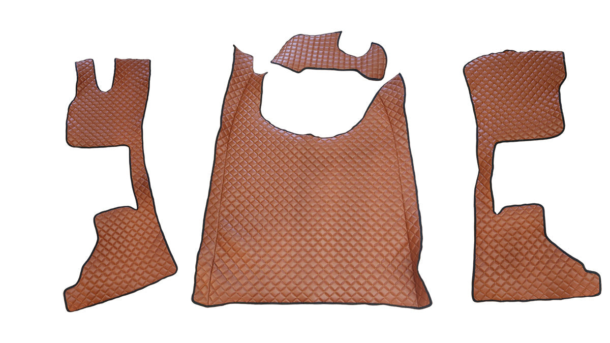 Jeu de tapis de sol en cuir marron – adapté pour DAF XG+ (à partir de 10.2021), siège passager avec suspension