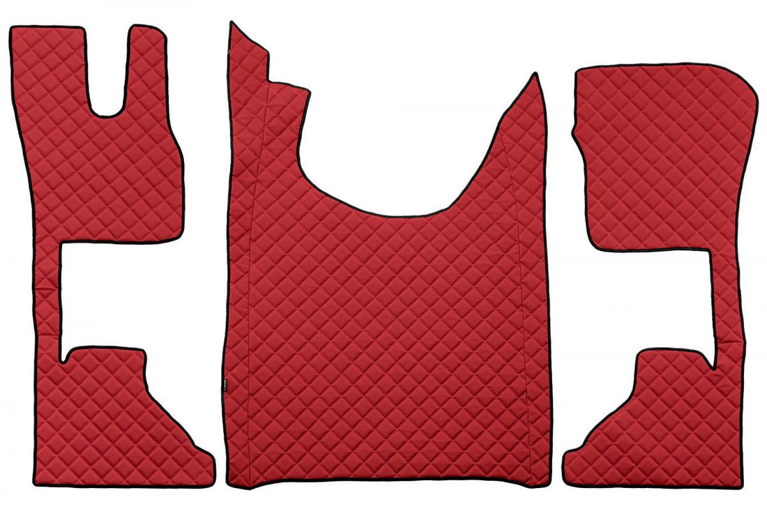Jeu de tapis de sol en cuir synthétique (éco-cuir) rouge – adapté pour DAF XG+ (à partir de 10.2021), siège passager avec suspension
