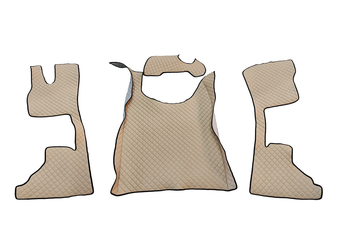 Jeu de tapis de sol en cuir beige – adapté pour DAF XG+ (à partir de 10.2021), siège passager suspendu