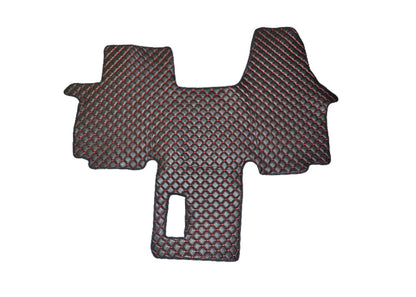 Tapis de sol en cuir noir – surpiqûres rouges, adapté pour Opel Vivaro I 2001–2014