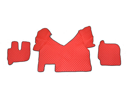 Tapis de sol en cuir synthétique (éco-cuir) rouge – adapté pour Iveco Hi Way