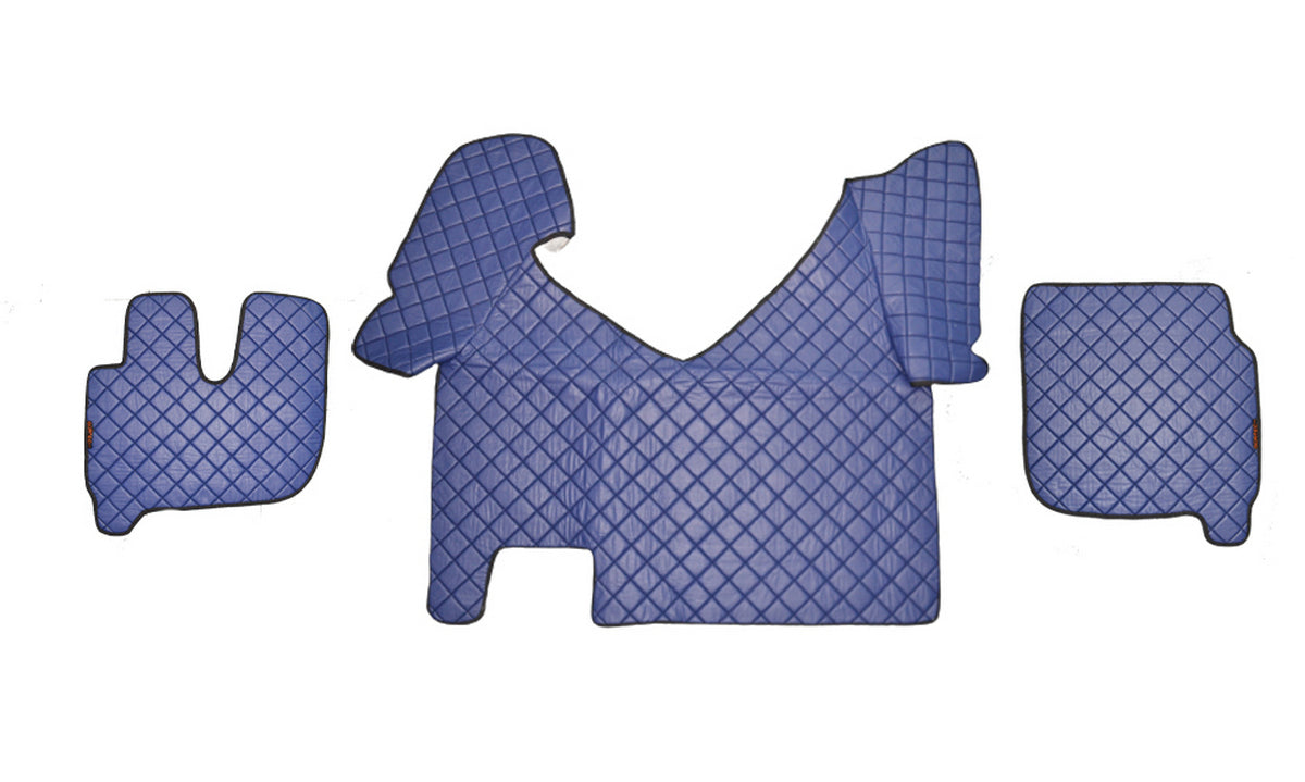 Tapis de sol en cuir synthétique (éco-cuir) bleu – adapté pour Iveco Hi Way