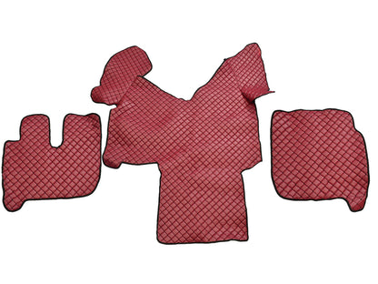 Tapis de sol en cuir synthétique (éco-cuir) bordeaux – adapté pour Iveco Stralis
