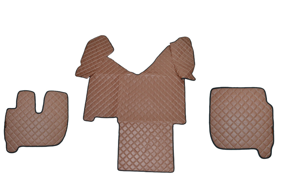 Tapis de sol marron en cuir synthétique (éco-cuir) – adapté pour Iveco Stralis