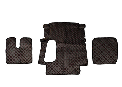 Tapis de sol en cuir synthétique noir – adapté pour MAN TGA, surpiqûres rouges