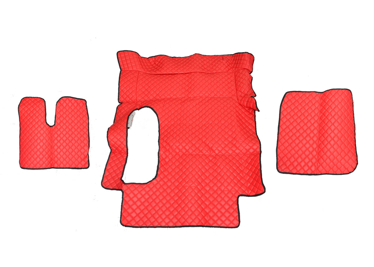 Tapis de sol en cuir synthétique (éco-cuir) rouge – adapté pour MAN TGA