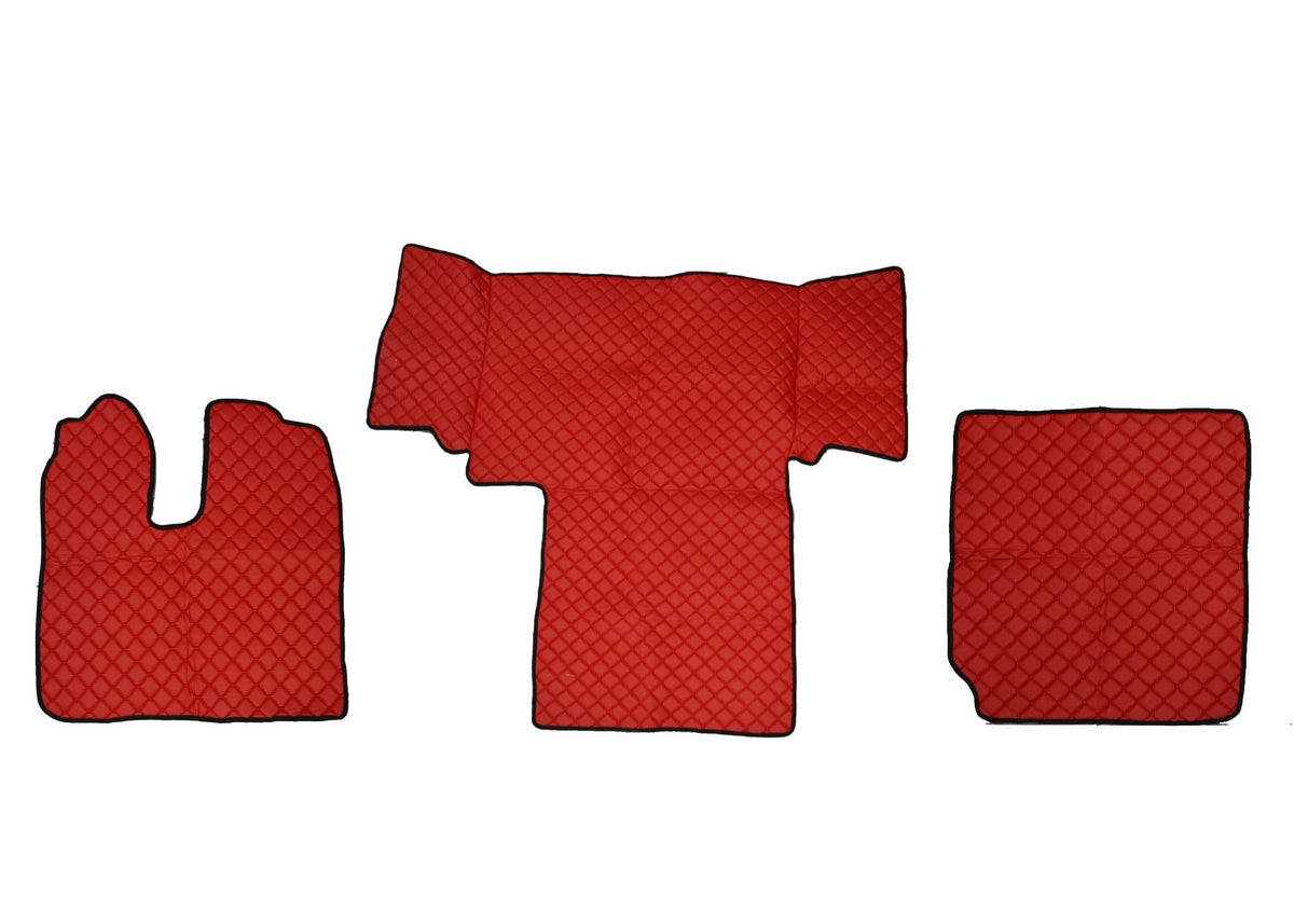 Tapis de sol en cuir synthétique (éco-cuir) rouge – adaptés pour MAN TGS 400