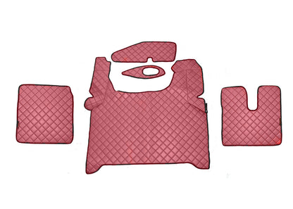 Tapis de sol en cuir synthétique (éco-cuir) bordeaux – adapté pour MAN TGX 2020+, conduite à droite