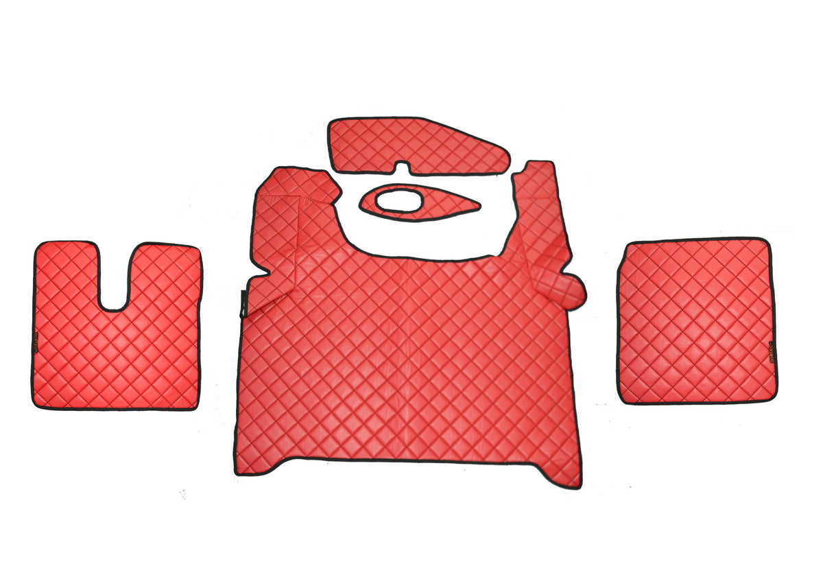 Tapis de sol en cuir synthétique (éco-cuir) rouge – adaptés pour MAN TGX 2020+