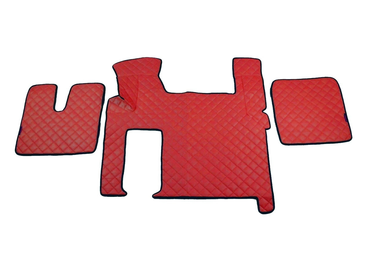 Tapis de sol en cuir synthétique (éco-cuir) rouge – adapté pour MAN TGX