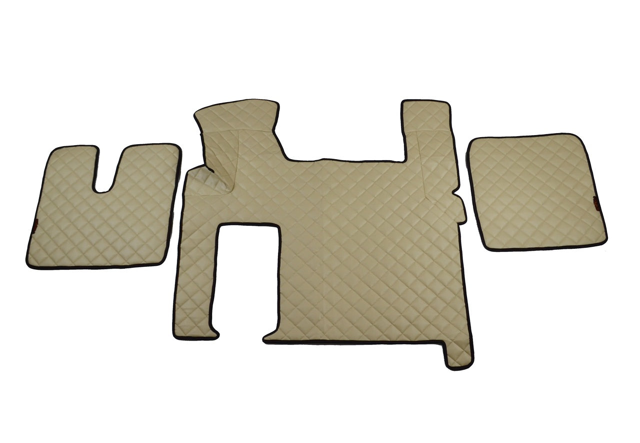 Tapis de sol beige en cuir synthétique (éco-cuir) – adapté pour MAN TGX
