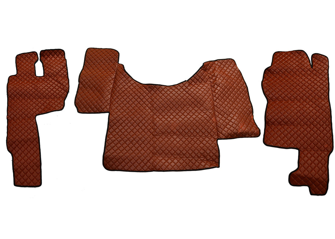 Brauner Kunstleder-Fußmattensatz – geeignet für Mercedes Actros 2011