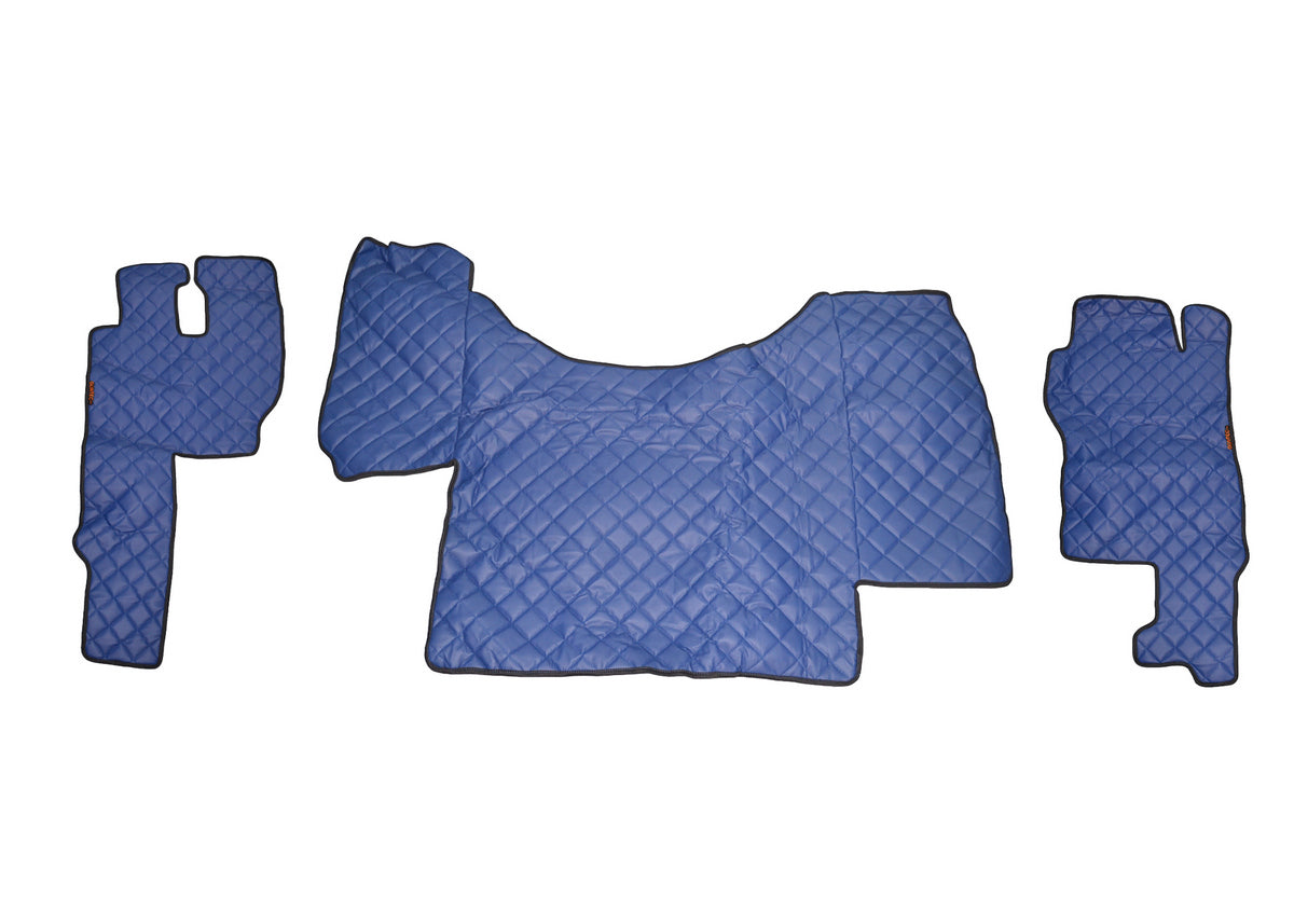 Tapis de sol bleu en cuir synthétique (éco-cuir) – adapté pour Mercedes Actros 2011, boîte manuelle