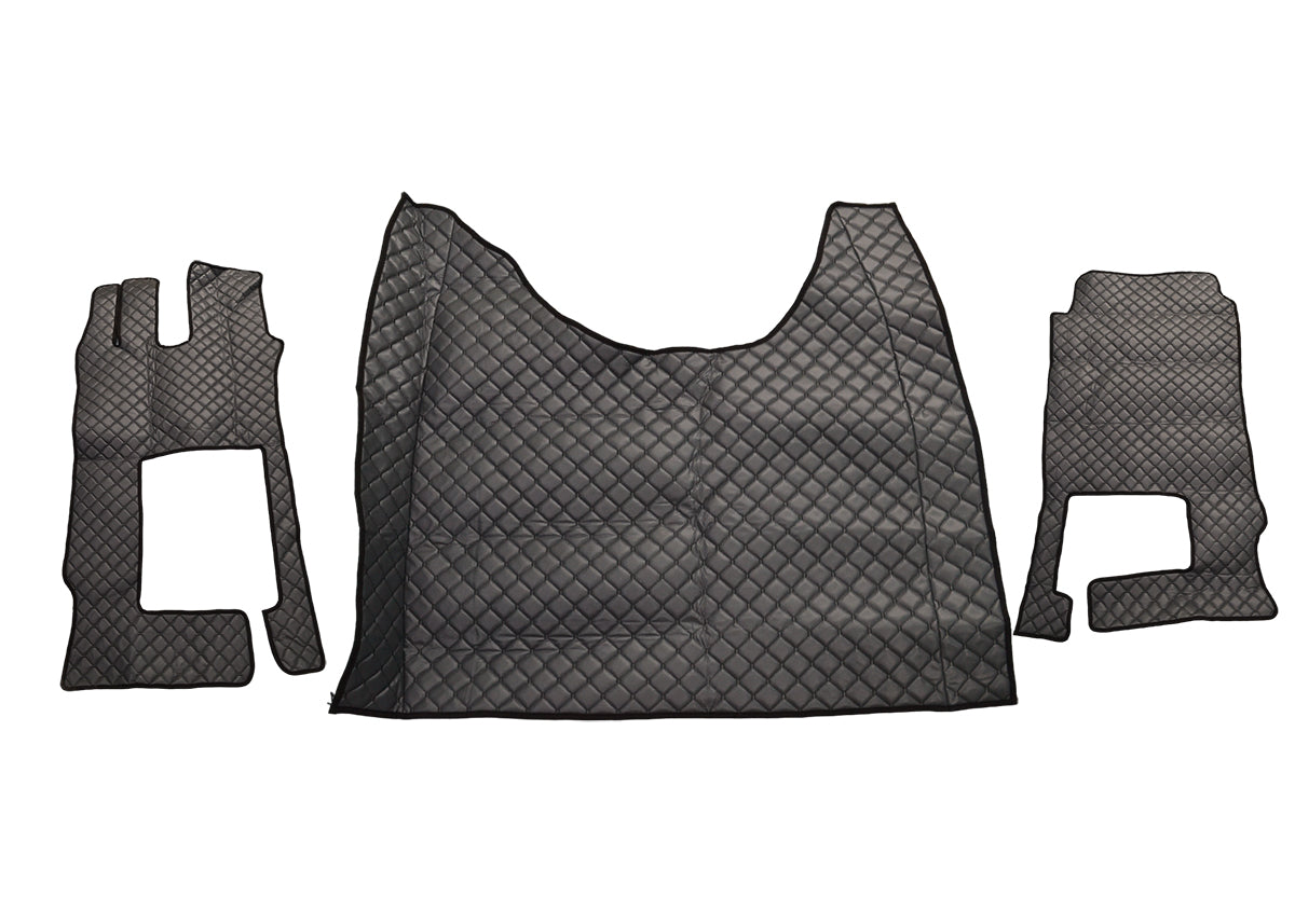 Tapis de sol en cuir synthétique (éco-cuir) gris – adaptés pour Mercedes Actros F, 2021+, position basse